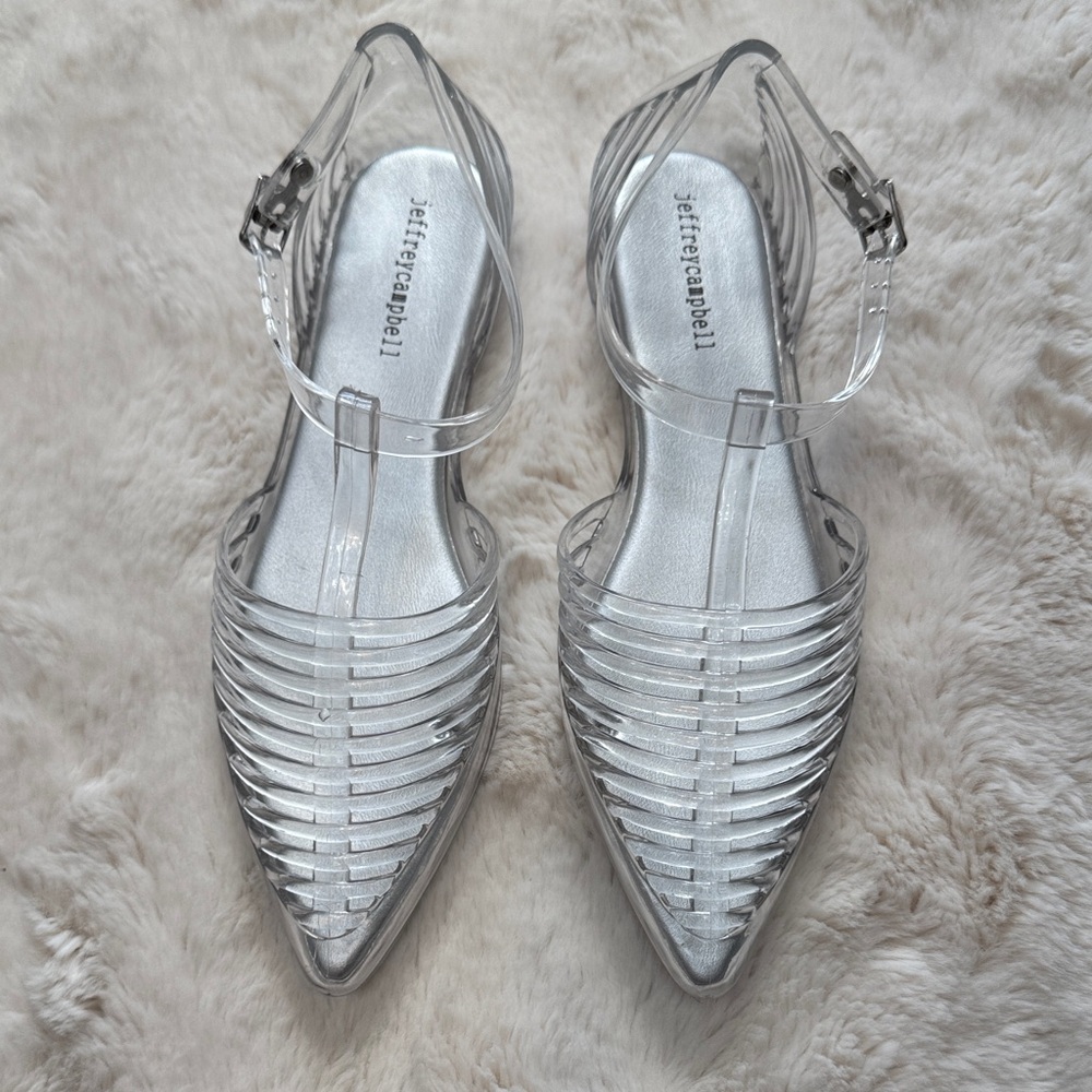 Jeffrey Campbell Clear  Strappy Flat jellies.